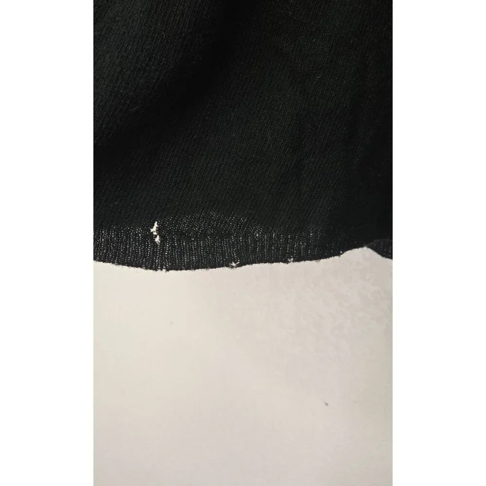 Free People Wool Black Long Sleeve Knit Tunic Floral Embroidered Henley Button P